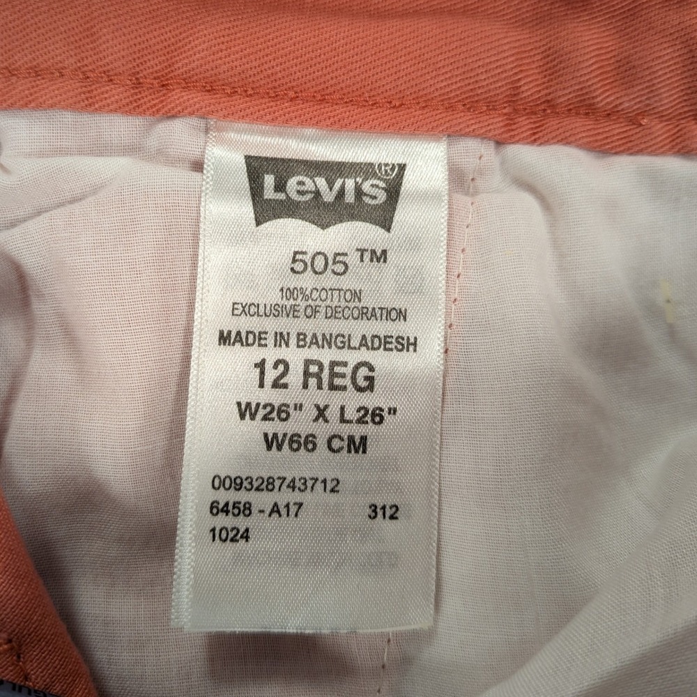 NWT Levi's 505 Jeans Boys 12 Reg 26x26 Salmon Pink Denim Straight Bootcut Cotton - Picture 7 of 10